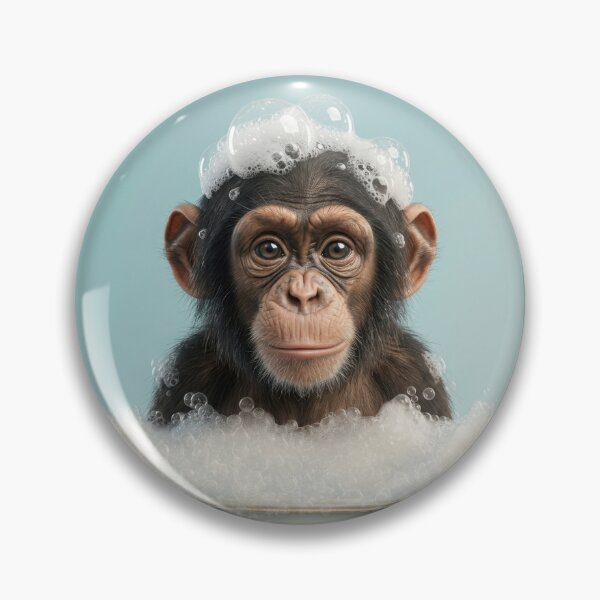 Item preview, Baby Chimpanzee Bubble Bath Cute Nursery Bathroom Wall Art designed and sold by LazyOwlStore.
