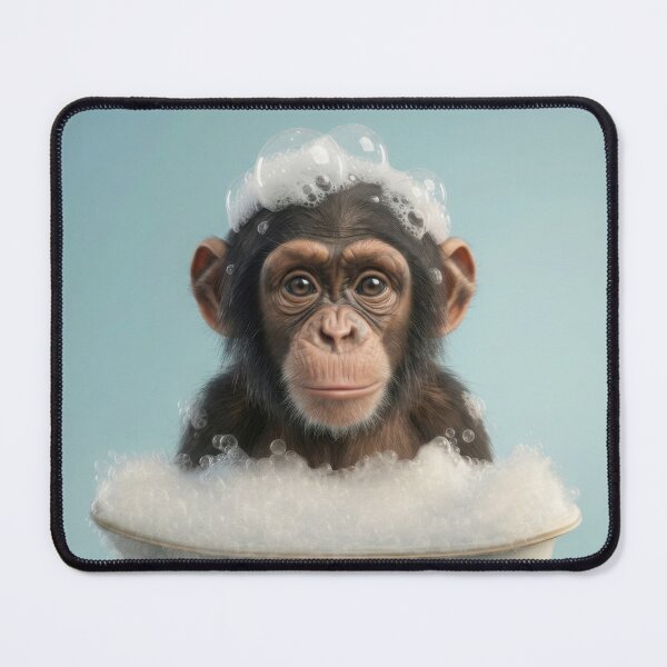 Item preview, Baby Chimpanzee Bubble Bath Cute Nursery Bathroom Wall Art designed and sold by LazyOwlStore.