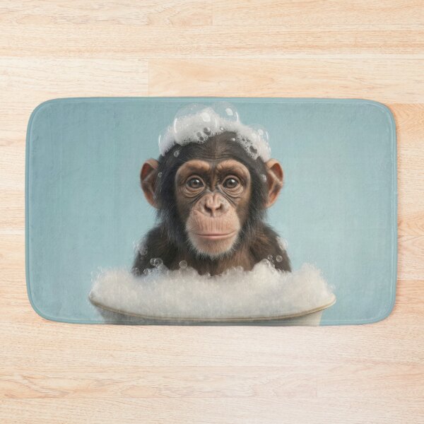 Item preview, Baby Chimpanzee Bubble Bath Cute Nursery Bathroom Wall Art designed and sold by LazyOwlStore.