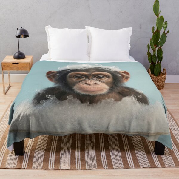 Item preview, Baby Chimpanzee Bubble Bath Cute Nursery Bathroom Wall Art designed and sold by LazyOwlStore.