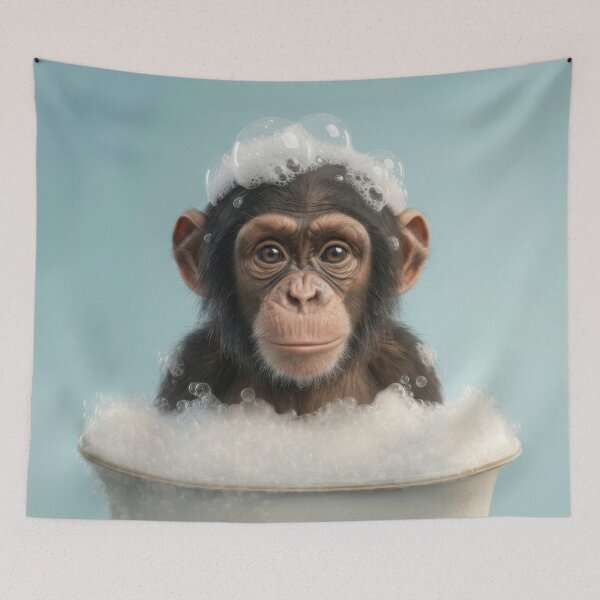 Item preview, Baby Chimpanzee Bubble Bath Cute Nursery Bathroom Wall Art designed and sold by LazyOwlStore.