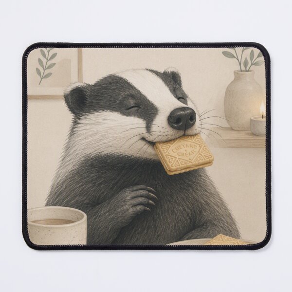 Item preview, Hygge Badger & Custard Cream "DELICIOUS" #2 Portrait designed and sold by NickWhittleArt.