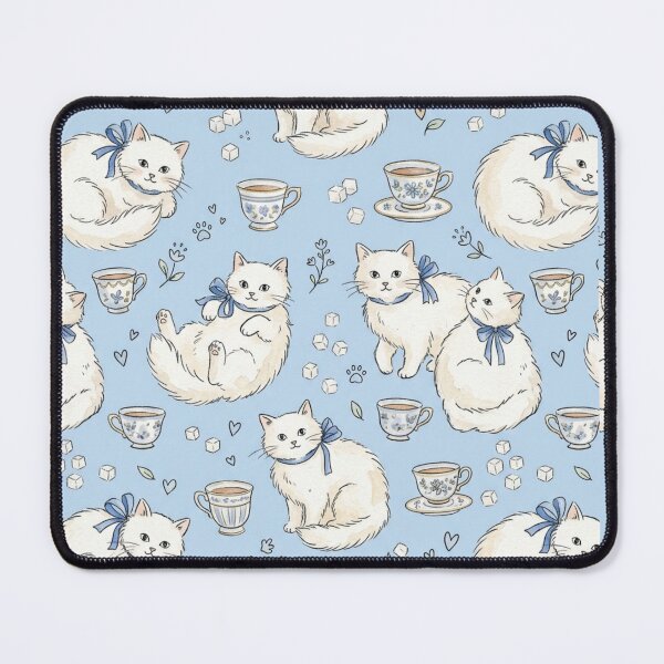 Item preview, Fluffy Cats & Teacups & Sugar Cubes Seamless Pattern designed and sold by StickVerse by Owais.