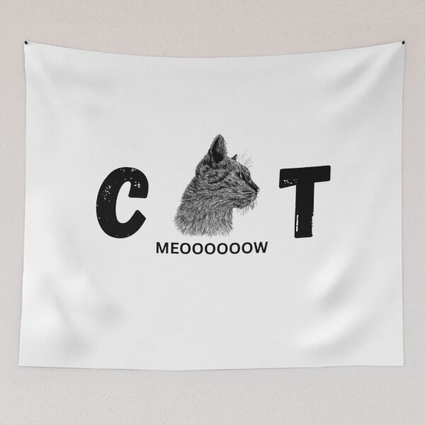 Item preview, Cute Cat Meow Typography – Funny Black and White Cat Lover Design designed and sold by Medya-Tivation.