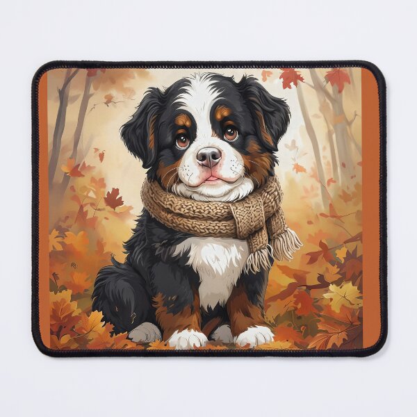 Item preview, Cozy Bernese Mountain Dog Puppy in Autumn Leaves designed and sold by Luna & Cleo Creative.