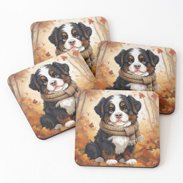 Item preview, Cozy Bernese Mountain Dog Puppy in Autumn Leaves designed and sold by Luna & Cleo Creative.