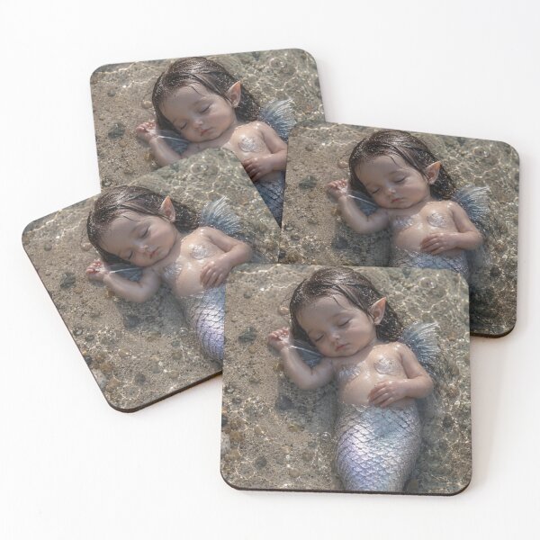 Item preview, Sleeping Baby Mermaid – Magical Ocean Fantasy Underwater Art designed and sold by Bhaskar Digital Art.