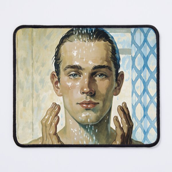 Item preview, Vintage Steamy Men's Portrait - Mid-Century Bath Art designed and sold by gayishdesign.