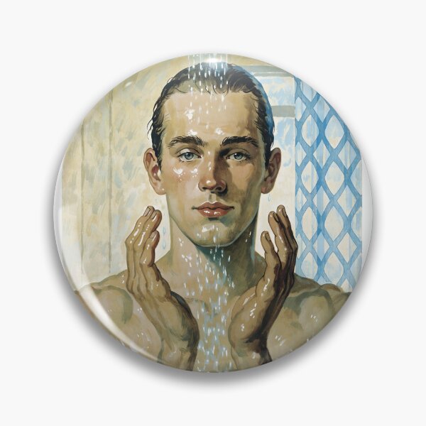 Item preview, Vintage Steamy Men's Portrait - Mid-Century Bath Art designed and sold by gayishdesign.