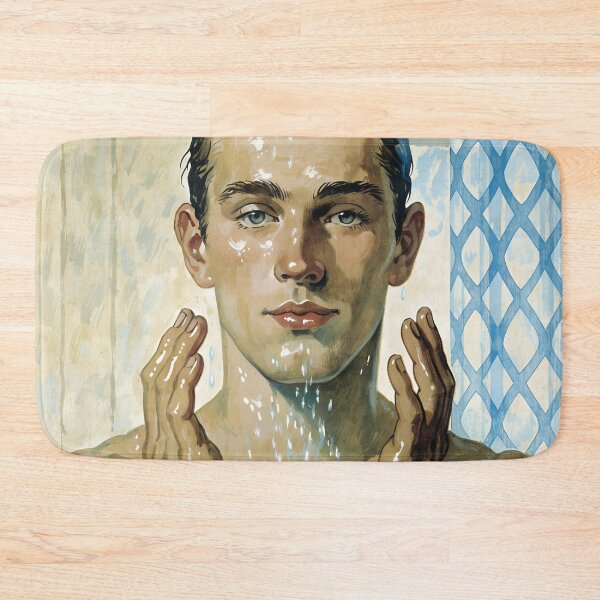 Item preview, Vintage Steamy Men's Portrait - Mid-Century Bath Art designed and sold by gayishdesign.