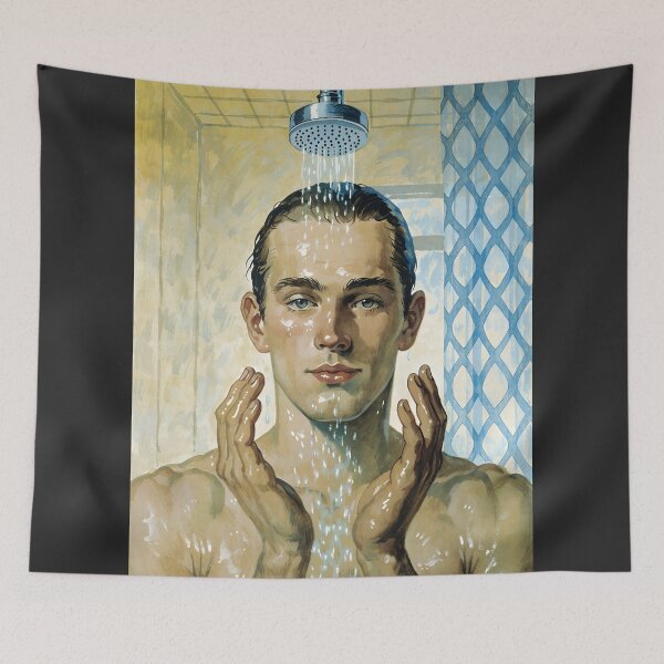 Item preview, Vintage Steamy Men's Portrait - Mid-Century Bath Art designed and sold by gayishdesign.