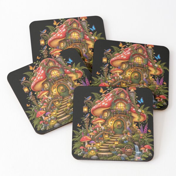 Item preview, Enchanted Mushroom Cottage Garden designed and sold by ASWIN STUDIO.
