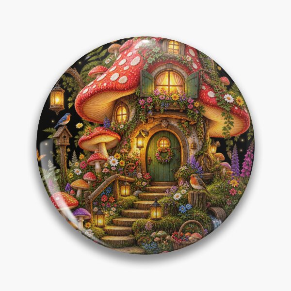 Item preview, Enchanted Mushroom Cottage Garden designed and sold by ASWIN STUDIO.