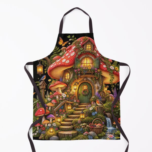 Item preview, Enchanted Mushroom Cottage Garden designed and sold by ASWIN STUDIO.