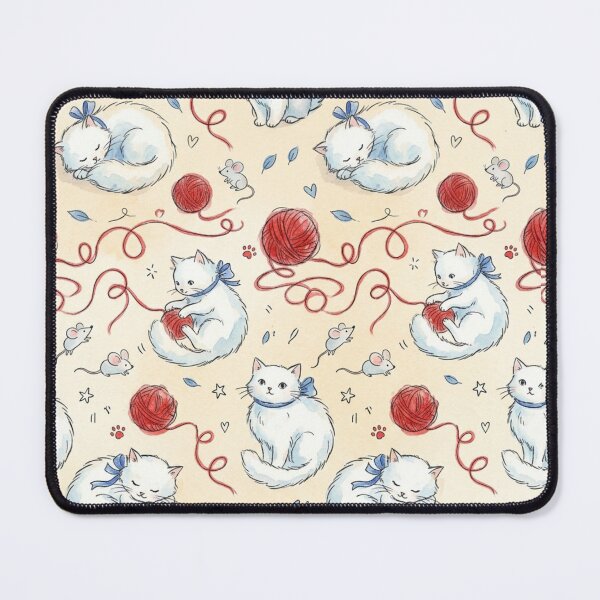 Item preview, Fluffy Cats & Yarn & Mice Seamless Pattern designed and sold by StickVerse by Owais.