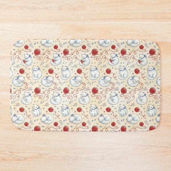 Item preview, Fluffy Cats & Yarn & Mice Seamless Pattern designed and sold by StickVerse by Owais.
