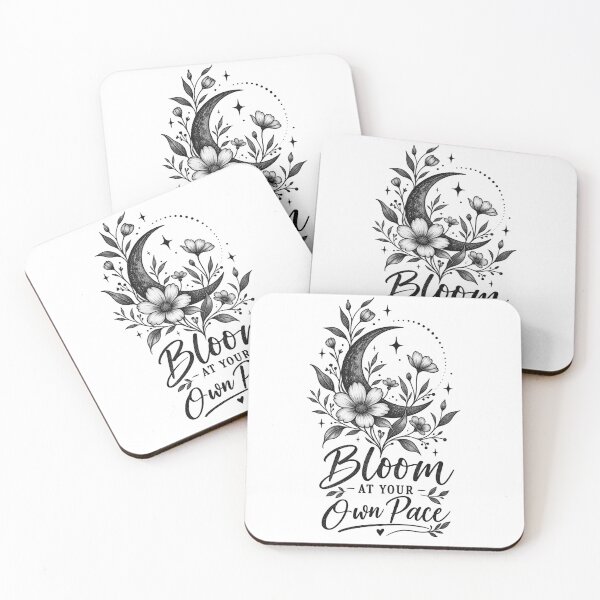 Item preview, Bloom at Your Own Pace – Floral Moon Quote designed and sold by Origamoart.