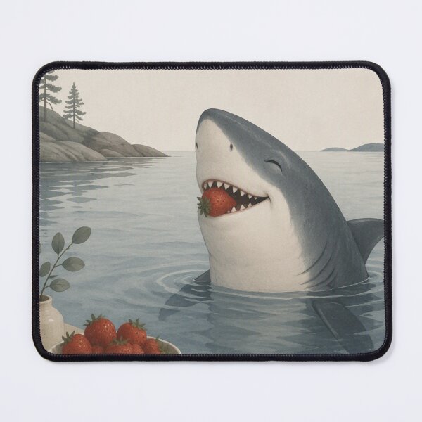 Item preview, Hygge Shark & Strawberry "DELICIOUS" #2 Portrait designed and sold by NickWhittleArt.