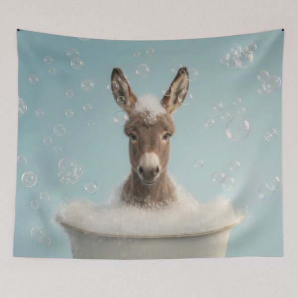 Item preview, Baby Donkey Bubble Bath Cute Nursery Bathroom Wall Art designed and sold by LazyOwlStore.