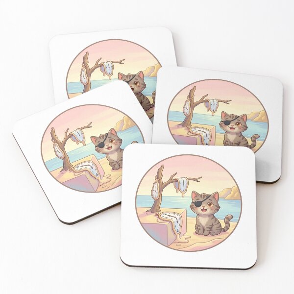 Item preview, Cat in Dalí’s Melting Clocks – Surreal Cat Art designed and sold by 1smillaundfiete.
