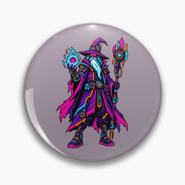 Item preview, Neon Technomancer – Cyber Wizard Mage with Tech Staff and Orb designed and sold by KungPowUnicorn.