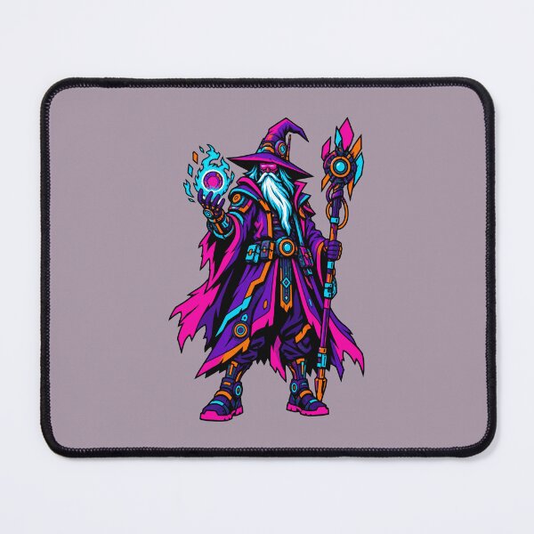 Item preview, Neon Technomancer – Cyber Wizard Mage with Tech Staff and Orb designed and sold by KungPowUnicorn.