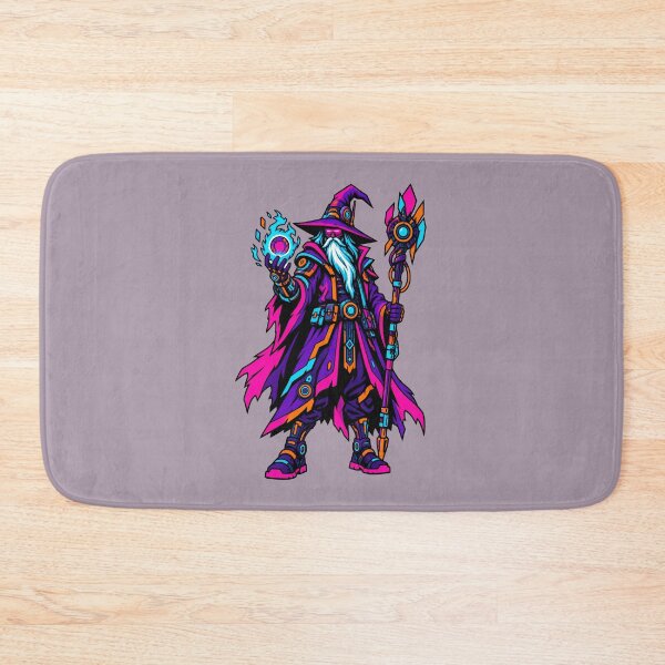 Item preview, Neon Technomancer – Cyber Wizard Mage with Tech Staff and Orb designed and sold by KungPowUnicorn.