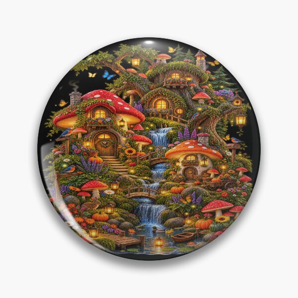 Item preview, Enchanted Mushroom Village Waterfall designed and sold by ASWIN STUDIO.