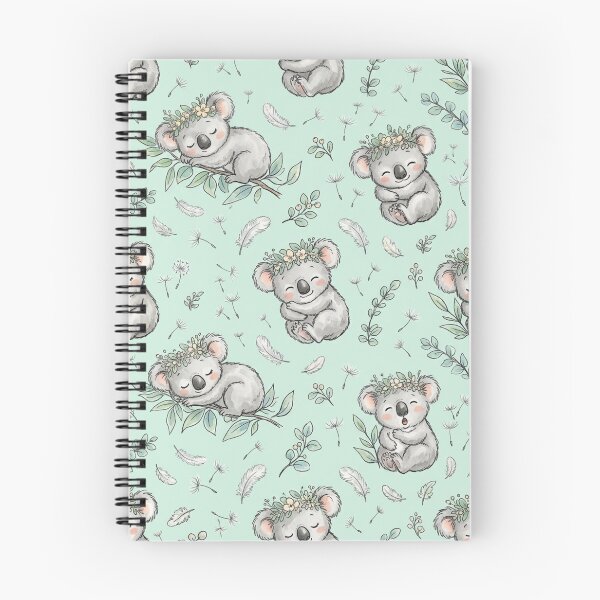Artikelvorschau, Nahtloses Muster mit Koala-Jungen, Federn und Löwenzahn entworfen und verkauft von StickVerse by Owais.