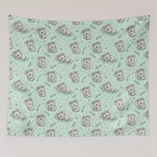 Item preview, Koala Cubs & Feathers & Dandelions Seamless Pattern designed and sold by StickVerse by Owais.