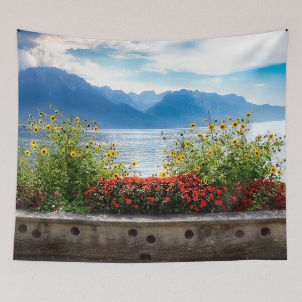 Item preview, Flowers at Lake Geneva - Montreux, Switzerland designed and sold by Kathy Weaver.