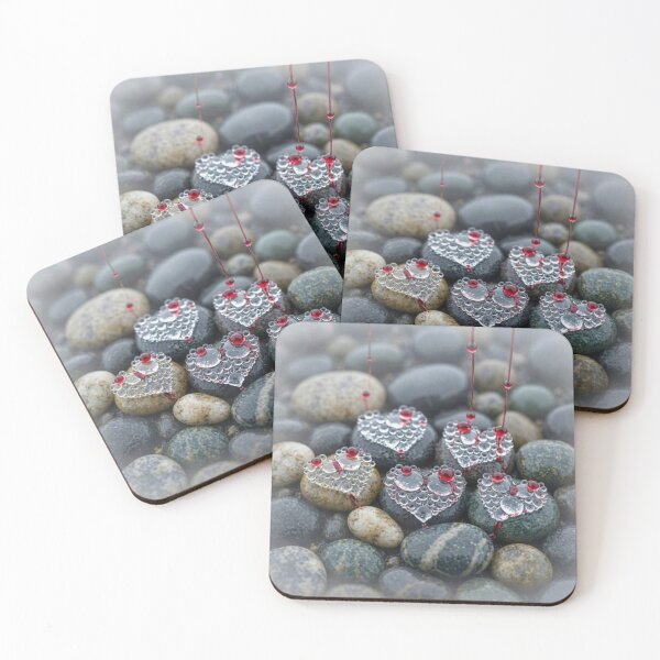 Item preview, Abstract Water Droplet Hearts with Red Crimson Drips on Stones designed and sold by Breezes-of-Ida.