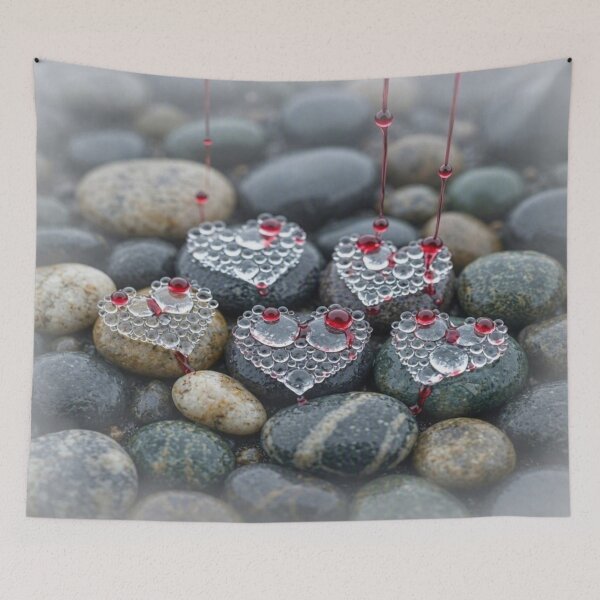 Item preview, Abstract Water Droplet Hearts with Red Crimson Drips on Stones designed and sold by Breezes-of-Ida.