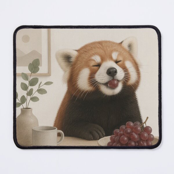 Item preview, Hygge Red Panda & Grapes "DELICIOUS" #2 Portrait designed and sold by NickWhittleArt.