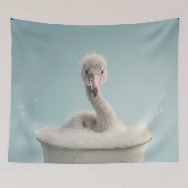 Item preview, Baby Flamingo Bubble Bath Cute Nursery Bathroom Wall Art designed and sold by LazyOwlStore.