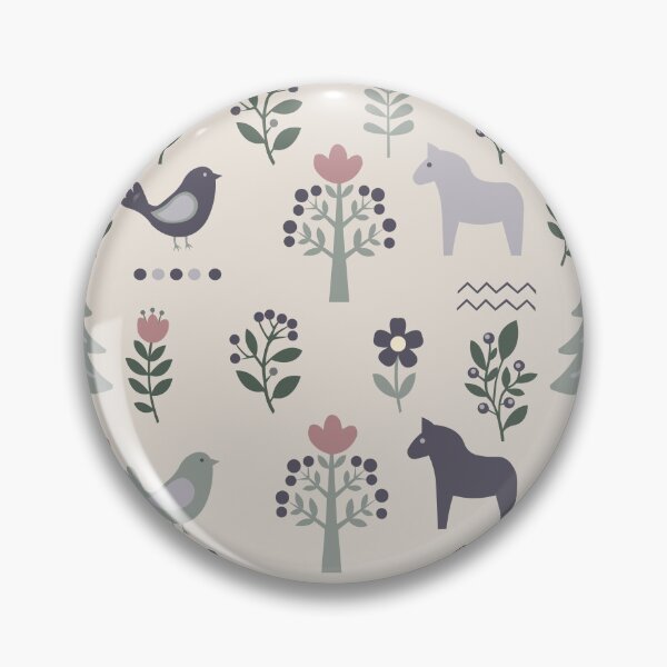 Item preview, Scandinavian Folk Art Seamless Pattern with Birds and Dala Horse designed and sold by ElenMart.