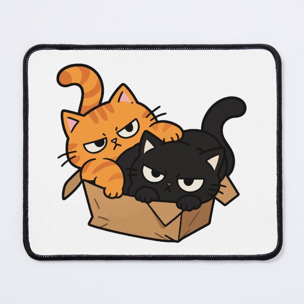Item preview, Two Cats in a Box Funny Cartoon Cat Duo designed and sold by MewMade.