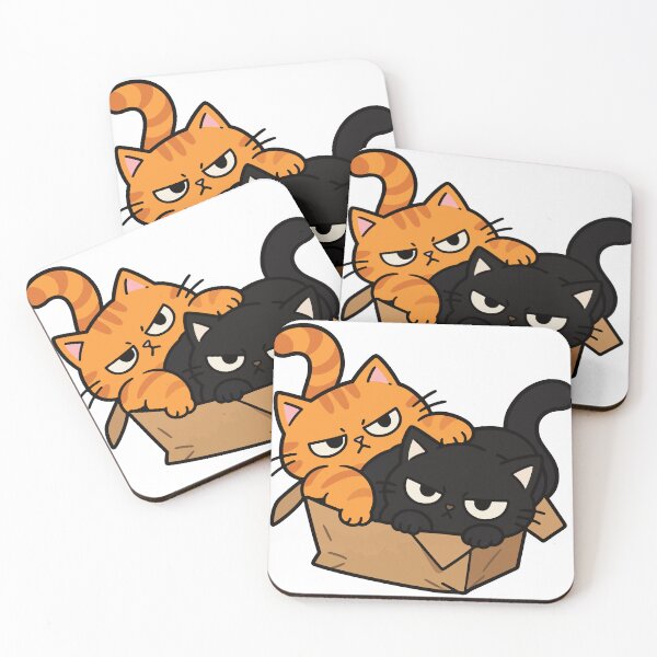 Item preview, Two Cats in a Box Funny Cartoon Cat Duo designed and sold by MewMade.