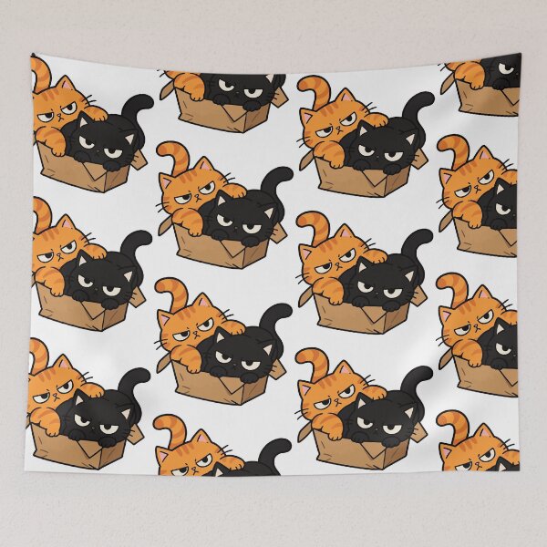 Item preview, Two Cats in a Box Funny Cartoon Cat Duo designed and sold by MewMade.