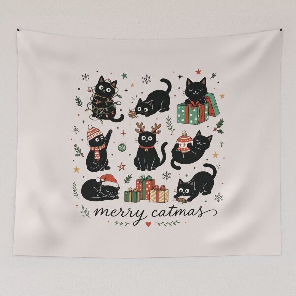 Item preview, Christmas Cat Catmas Meow Holiday, Funny Black Cat Xmas Festive Kitty Gift designed and sold by Quiajia.