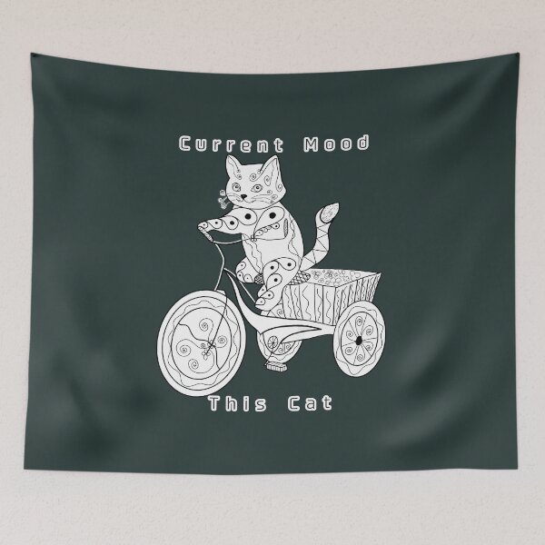 Item preview, Whimsical Patterned Cat on Tricycle Line Art  designed and sold by LeshanArt.