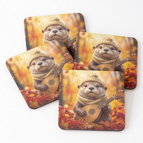 Item preview, Cute Cottagecore Autumn Otter Playing Lute Illustration designed and sold by Englandbear.