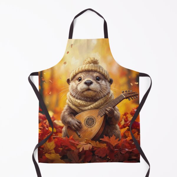 Item preview, Cute Cottagecore Autumn Otter Playing Lute Illustration designed and sold by Englandbear.
