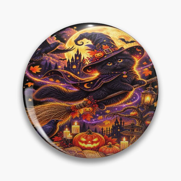 Artikelvorschau, Schwarze Katze, Hexe, fliegend, Halloween entworfen und verkauft von ASWIN STUDIO.