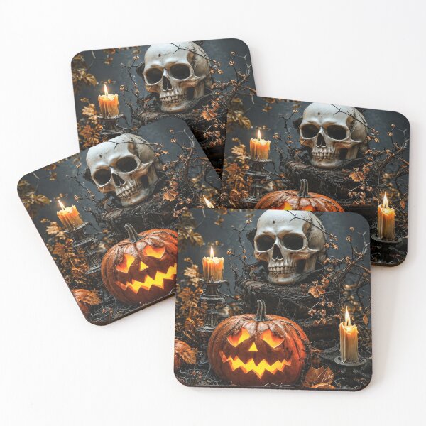 Item preview, Halloween Skull Jack O Lantern – Gothic Pumpkin Horror designed and sold by DrakariArt.