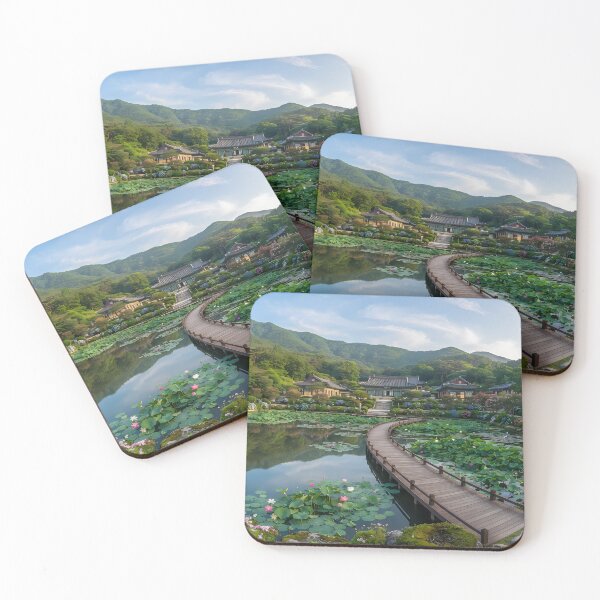 Item preview, Luminous Summer at Suseonsa Temple in Sancheong, Korea: Blooming Lotus Ponds, Hydrangeas & Lush Green Mountain Scenery Art Print, Poster & Home Decor designed and sold by SOOstudio73.