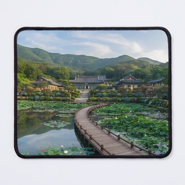 Item preview, Luminous Summer at Suseonsa Temple in Sancheong, Korea: Blooming Lotus Ponds, Hydrangeas & Lush Green Mountain Scenery Art Print, Poster & Home Decor designed and sold by SOOstudio73.