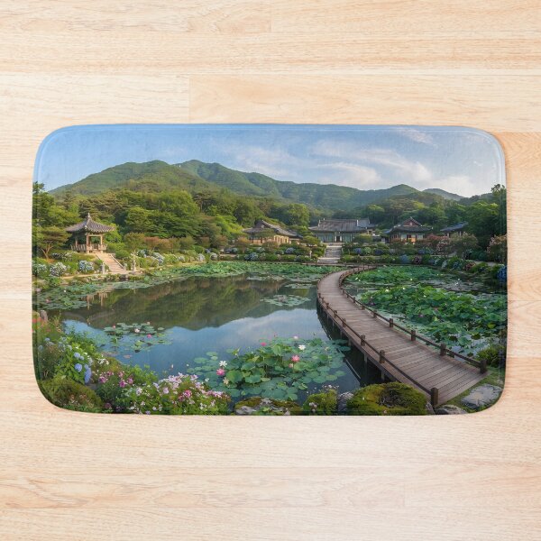 Item preview, Luminous Summer at Suseonsa Temple in Sancheong, Korea: Blooming Lotus Ponds, Hydrangeas & Lush Green Mountain Scenery Art Print, Poster & Home Decor designed and sold by SOOstudio73.