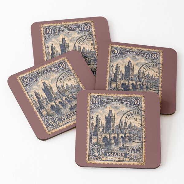 Item preview, Vintage Prague Charles Bridge Postage Stamp designed and sold by Neuro Muse Studio.