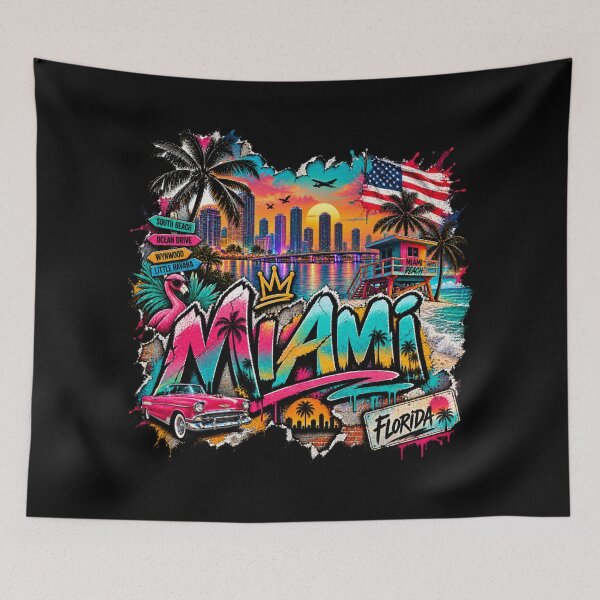 Item preview, Miami Florida Street Art – Tropical Graffiti City Vibes designed and sold by URBIVO.